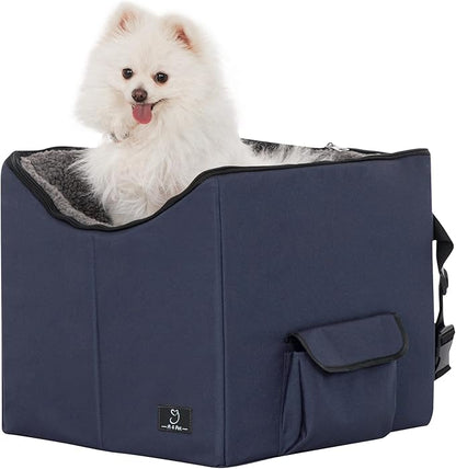 A 4 Pet Dog Car Seat for Small Dog, Booster Travel Pet Seat with Safety Seat Belts & Storage Bags, Portable Comfortable Pet Seat for Dogs Under 25 lbs
