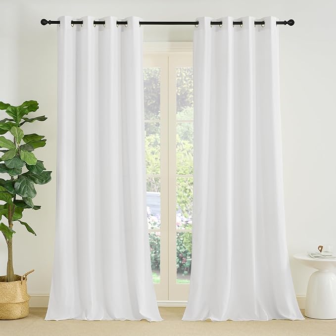 NICETOWN Non-See-Through White Privacy Sheer Curtains 102 inches Long 2 Panels, 52" Wide Grommet Window Curtains Drapes for Living Room Bedroom- Home Decoration Light Filtering Elegant Window Drapes