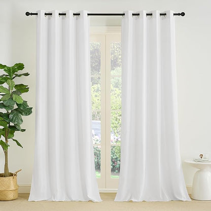 NICETOWN Non-See-Through White Privacy Sheer Curtains 102 inches Long 2 Panels, 52" Wide Grommet Window Curtains Drapes for Living Room Bedroom- Home Decoration Light Filtering Elegant Window Drapes