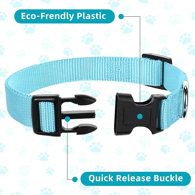 Buryeah 12 Pieces Dog Collar Bulk Adjustable Soft Nylon Puppy Dog Collars with Safety Buckle Collar Bulk for Medium Dogs Walking Running Training(Mixed Colors)