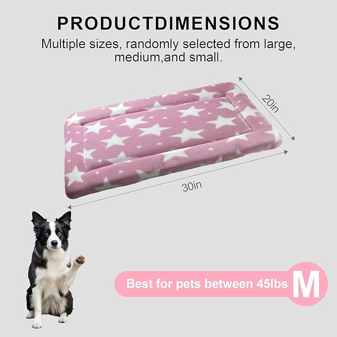 Washable Dog Bed Mat With Anti-Slip Bottom, Deluxe Plush Memory Foam Crate Pad & Waterproof Outdoor Kennel Mat For Dogs & Cats-Durable Crates Beds, Large Medium Small Puppy Size 30" x 20",pink