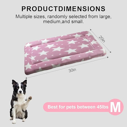 Washable Dog Bed Mat With Anti-Slip Bottom, Deluxe Plush Memory Foam Crate Pad & Waterproof Outdoor Kennel Mat For Dogs & Cats-Durable Crates Beds, Large Medium Small Puppy Size 30" x 20",pink