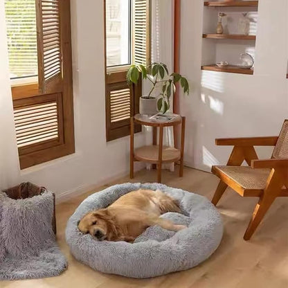 Nisrada Dog Bed for Medium Large Dogs, 36 inch Calming Dogs Bed, Washable-Round Cozy Soft Pet Bed for Puppy and Kitten with Slip-Resistant Bottom