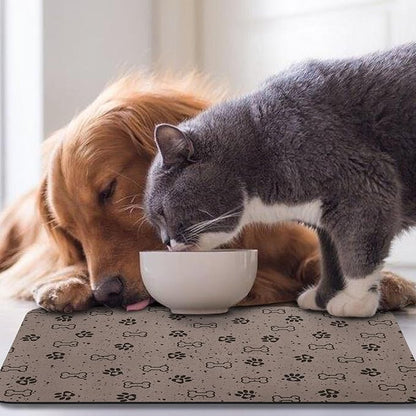 Dog Food Mats,Cat Absorbent Water Bowl Feeding Mats Pet Placemats for Food and Water Spot 17 * 30 inch