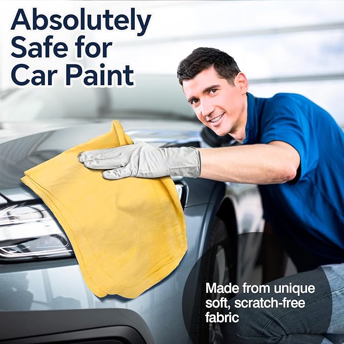 Premium Extra Large Shammy Cloth for Car Drying (34”x25”)-Super Absorbent XL Chamois Towel for Car-Reusable Shammy Towel for Car, Bathroom,Pets, Dust Remove, No Spots/Streak/Scratch