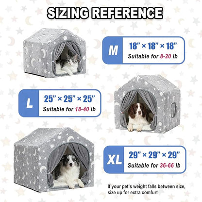 Indoor Dog House, Night-Luminous Star Dog Tent with Frame, Washable Dog Cave Bed, Suitable for 8-20 lb Puppy and Cat