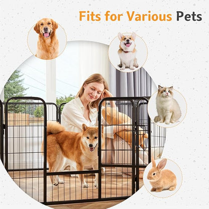 NEWBULIG Dog Playpen for Indoor 24 Inch 12 Panels - Portable Heavy Duty Metal Pet Exercise Pen with Door, Foldable Small Dog Puppy Playpen Fence for Outdoor RV, Camping, Yard, Garden