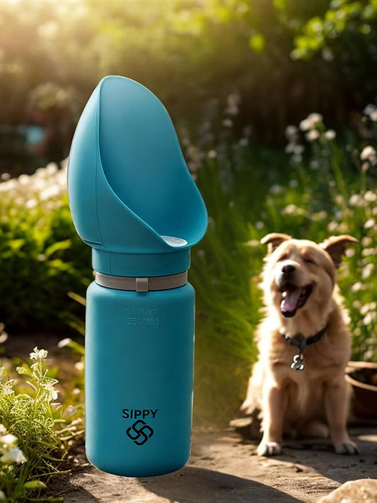 Sippy Cup Portable Foldable Pet Water Bottle – Compact Collapsible Dog & Cat Travel Cup – Food-Grade Silicone & PP, BPA-Free – Leak-Proof for Walking, Travel & Outdoor Use – Sea Blue