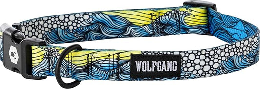 Wolfgang Heavy Duty, Adjustable Dog Collar with Quick Release Nylon Buckle for Walking & Training, DawnPatrol Print, Large