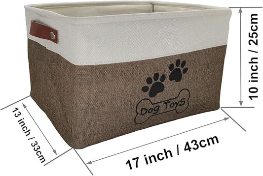 Large Dog Toy Basket Collapsible Dog Toy Box Shape Keeping Rectangle Dog Toy Bin for Pet Toys, Accessories