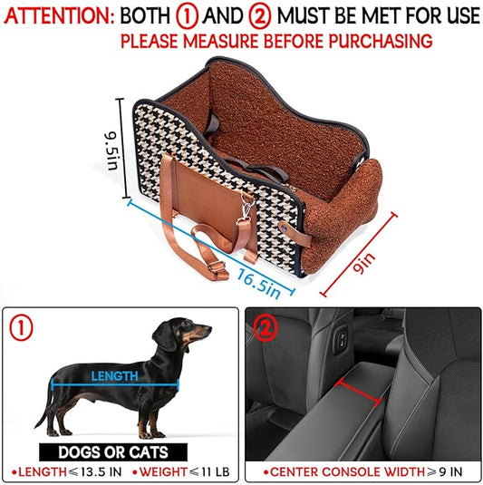 TKYZ Center Console Dog Car Seat,Pet Puppy Car Seat,Middle Console Dog Armrest Booster Seat for Small Dogs