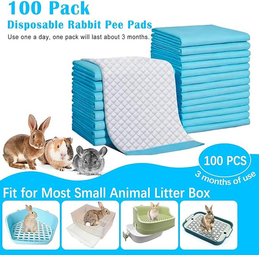 kathson Rabbit Pee Pads, 50Pcs-22" x22" Large Disposable Rabbit Diapers, Pet Toilet Training Pads, Super Absorbent Guinea Pig Disposable Diaper for Bunny, Hedgehogs, Hamsters, Chinchillas