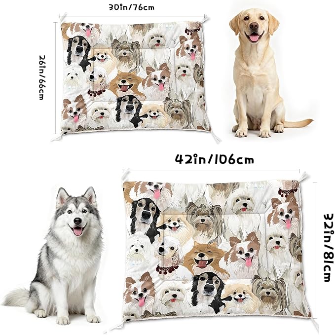 Dog Cat Bed Mat Ultra Soft Fluffy Pet Bed Washable Fashion Dog Crate Beds Comfy Comfy Pet Sleeping Pad Suitable for Pet Raised Bed(30"x26")