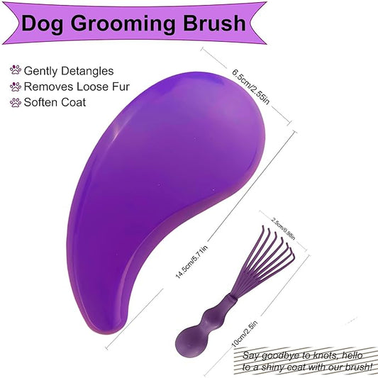 Gentle Grooming Puppy Brush with Gift Box ， Fit for Small Dog ， Yorkie, Shih Tzu, Maltipoo, Maltese and Pomeranian ，Toy Poodle Accessories, Soft Bristle (Dark Purple)
