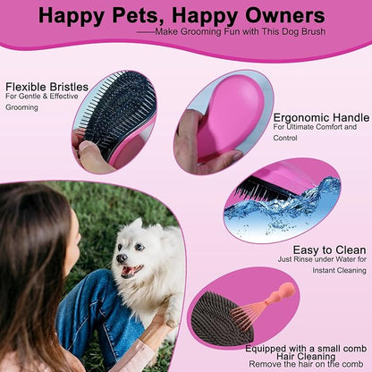 Puppy Brush for Small Dogs - Soft Dog Brush - Perfect Yorkie, Shih Tzu, Maltipoo & Maltese Grooming - Gentle Hair Remover for Easy Pet Grooming at Home (Pink)