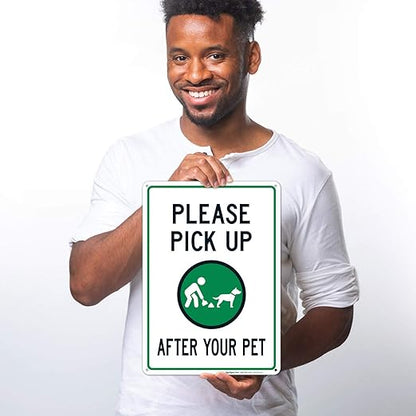 Clean Up After Your Dog Sign, Please Pick Up After Your Pet Sign, 10x14 Inches, Rust Free .040 Aluminum, Fade Resistant, Made in USA