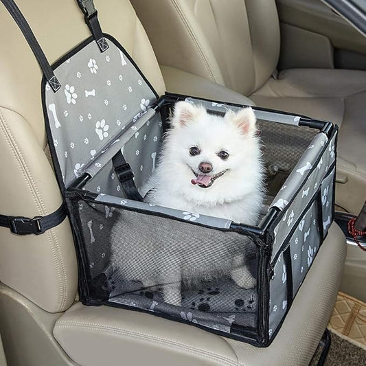 Small Dog Car Seats for Small Dogs,Portable Puppy/Pet Car Booster Seat with Clip-On Leash and Mesh Window for Small Pet Up to 11 lbs