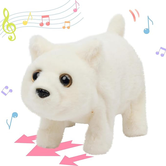 Hopearl Walking Polar Bear Interactive Electronic Pet Plush White Bear Toy with Sounds and Movements Animated Shaking Head Gifts for Toddlers Birthday, 9''