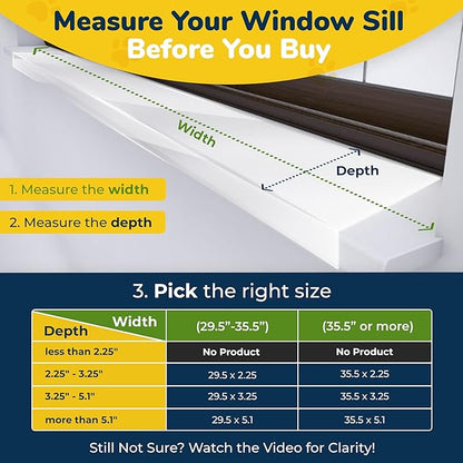PROTECTO 2-Pack Window Sill Protector from Dogs 35.5 x 3.25 Clear Window Guards from Cats Scratching, Chewing & Clawing | Keep Your Sills Smooth & Paws Safe | Ultra Strong Window Sill Cover Protection