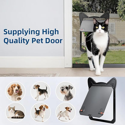Pet Screen Door for Small Dogs & Cats - Heavy Duty Magnetic Lockable Flap, Inside Door 8.59x6.62inch, Easy Install for Sliding Glass/Patio Doors Screen, Scratch-Resistant & Security Latch (Size M)