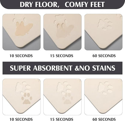 Valentine Dog Gift Stone Mat for Dog Bowl Diatomaceous Earth Absorbent Non Slip Cat Puppy Mat for Food and Water Quick Drying Easy to Clean Placemat for Bowl Dish(Beige,16 x 24 Inch)