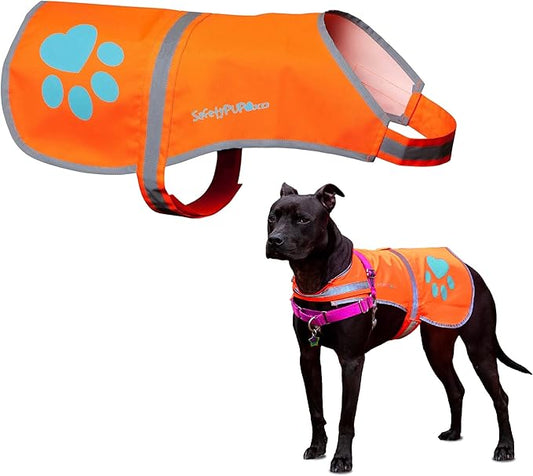 SafetyPUP XD Reflective Dog Vest. Hi-Visibility, Fluorescent Blaze Orange Dog Vest Helps Protect Your Best Friend. Safeguard Your PUP from Motorists & Hunting Accidents, On or Off Leash (Small)