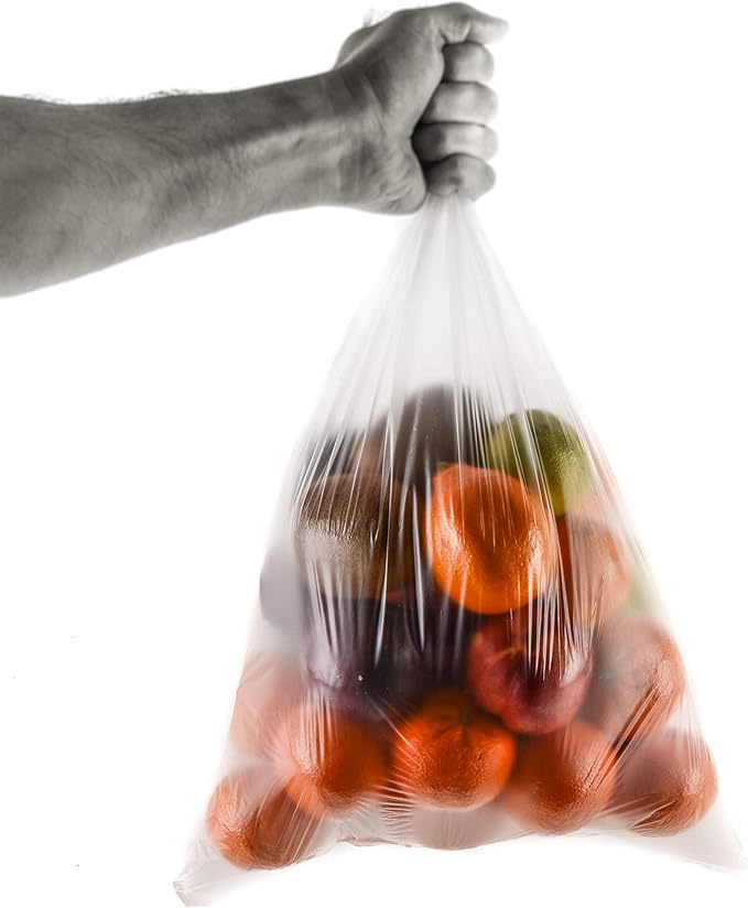 EcoQuality 10x15 Plastic Produce Bags - 500 Bags/Roll for Food Storage, Vegetables, Fruits, Bread, Pet Waste, Grocery, Supermarket - Clear (8)