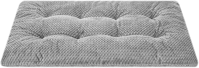 WONDER MIRACLE Fuzzy Deluxe Pet Beds, Super Plush Dog or Cat Beds Ideal for Dog Crates, Machine Wash & Dryer Friendly (23" x 35", L-Pearl Grey)