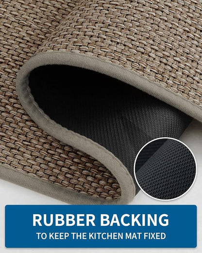 Kitchen Rugs and Mats Non Skid Washable, Absorbent Runner Rugs for Kitchen, Front of Sink, Kitchen Mats for Floor(Brown, 20"x47")