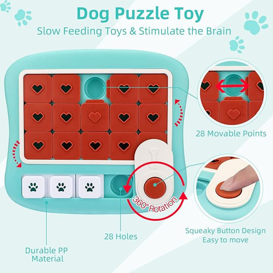 Large Dog Puzzle Toys - Mentally Stimulating, Interactive, Enrichment Toys for Boredom and Training - Mint Green