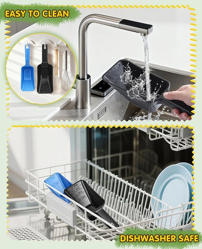 2 Pack Dog Food Scoop with 1 Cup and 2 Cup Capacity, Plastic Pet Food Measuring Scoops with Clear Measurement Lines for Dogs, Cats & More,Dishwasher safe (Blue and Black)