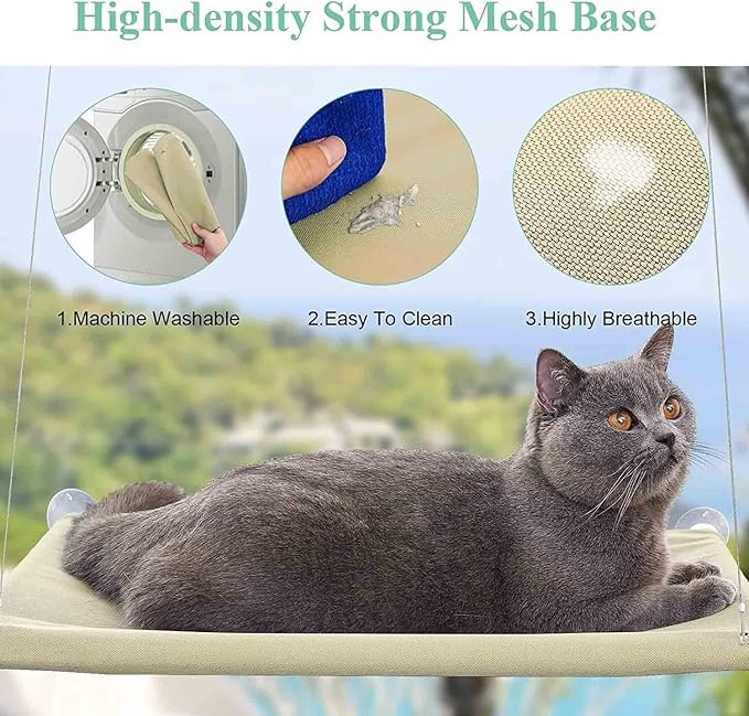 Cat Window Perch Suction Cups Cat Window Hammock Space Saving Window Seat for Cats Inside (Pink)