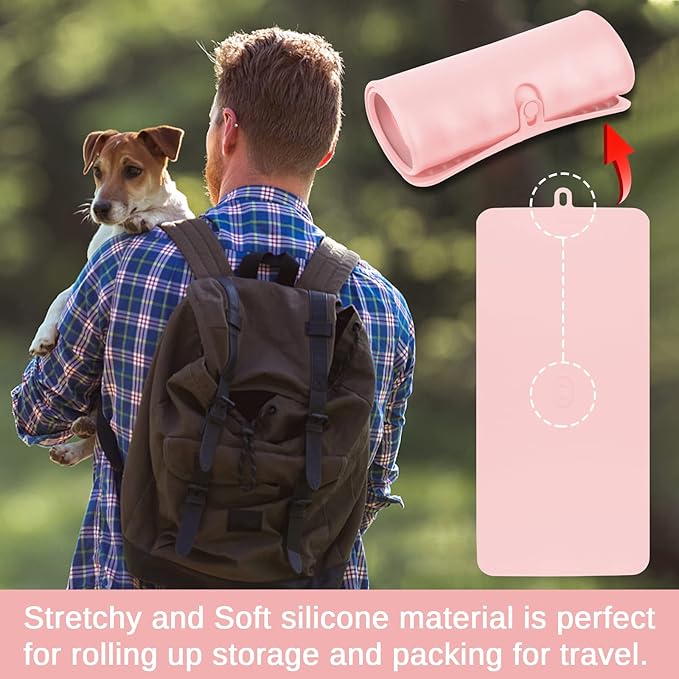 Pet Placemat for Dog and Cat,Mat for Prevent Food and Water Overflow,Portable and Foldable Mat,Suitable for Medium and Small Pet Placemat for Dog and Cat(Pink)