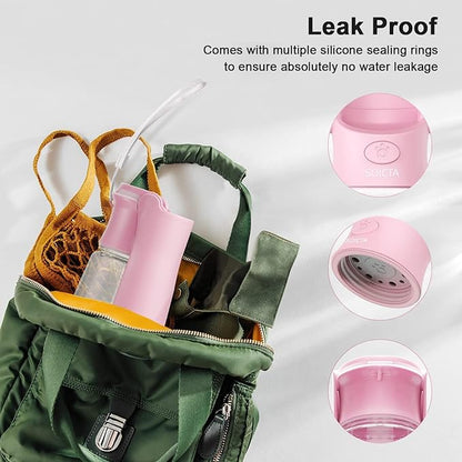 Portable Dog Water Bottle for Walking 19 OZ or 12 OZ Portable Pet Water Bottles for Puppy Small Medium Large Dogs Water Dispenser Pet Water Bowl Dog Accessories(19OZ Pink)