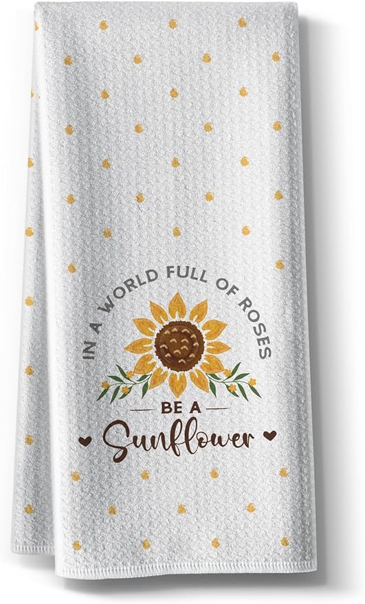 Sunflower Kitchen Towels for Mom-Summer Absorbent Microfiber Dish Towel,Great Gift for Hostess,New Home,Women,Friends,Housewarming on Birthday Christmas Mother's Day 16" x 24”