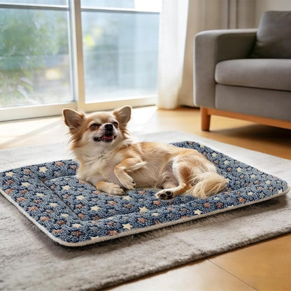 Mora Pets Dog Bed Crate Pad Ultra Soft Pet Bed with Cute Star Print Washable Reversible for Large Medium Small Dogs 21 x 12 inch 2 Pack Dark Blue