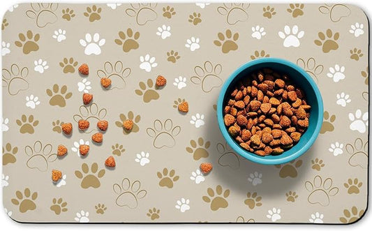 Dog Food Mat, Absorbent Water Bowl Mats Cat Pet Feeding Placemats Beige 24 * 32 inch