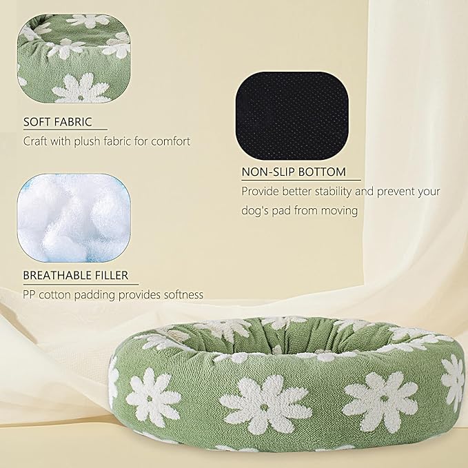 39 Inch Calming Dog Bed for Large Dogs, Round Anti-Anxiety Warm Bed, Soft Cozy Anti-Slip Donut Washable Pet Bed, Fits up to 100 lbs Pets