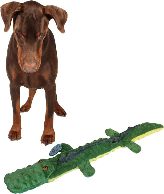 SPOT Skinneeez Extreme Triple Squeak Crocodile - Durable, Stuffing-Free Dog Toy with Rip-Stop Mesh & 3 Jumbo Squeakers, For Aggressive Chewers - Perfect for Medium to Large Dogs & Puppies, 24 inch