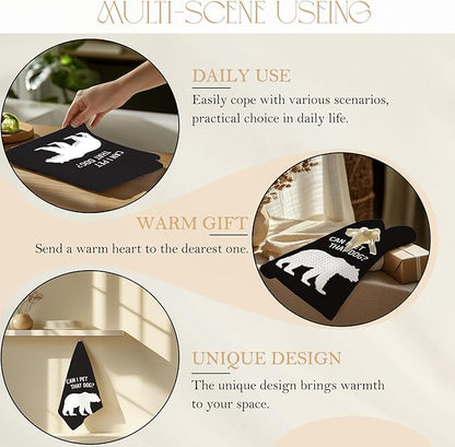 Funny Bear Kitchen Towels, Bear Gifts for Women Men Dish Tea Towels for Kitchen Decor, Can I Pet That Dog Wild Animal Decorative Hand Towel for Bathroom Decor, 16x24 Inch