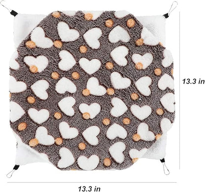 2 Pieces Small Pet Cage Hammock Guinea Pig Bed Hideout, Warm Rat Hammock Bed Bunkbed Sugar Glider Hammock Guinea Pig Cage Accessories Bedding for Squirrel Rat Hedgehog Chinchilla Nest Tent (Coffee)