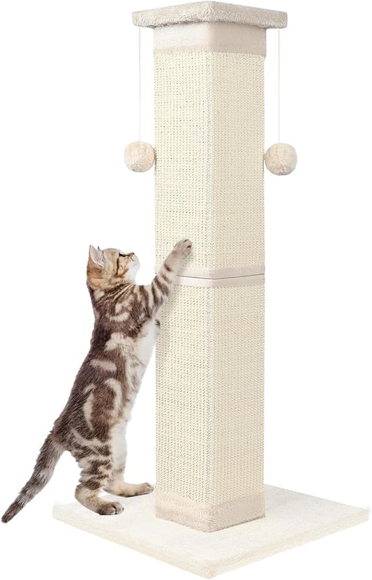 SOCATER Cat Scratching Post 33 Inch Nature Sisal Cat Scratch Post for Indoor Cats, Large Cat Scratcher Protect Your Furniture, for All Breeds