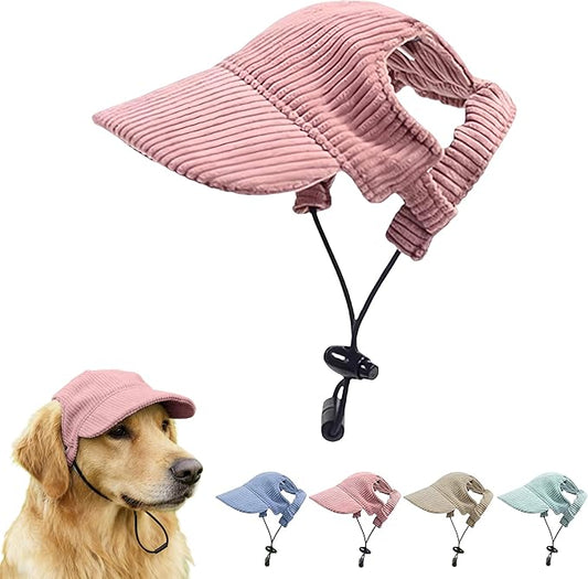Pet Baseball Cap with Ear Holes - Multi-Color Sun Visor Hat for Dogs & Cats, Summer & Fall Beach Headwear for Puppies & Kittens (Pink, S)