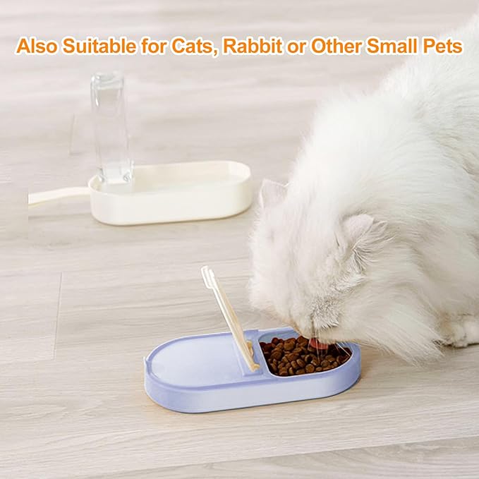 2-in-1 Dog Bowl & Water Bottle, Large Food Container for Dog Treats, Steak, Sticks, Bars - Portable Pet Dispenser for Hiking, Travel (Blue)