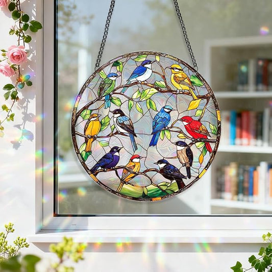 8 Inch Sun Catchers Indoor Window, Acrylic Rainbow Suncatcher Window Hanging Decoration for Living Room Bedroom Summer Home Balcony Ornaments Decoration (76 Bird)