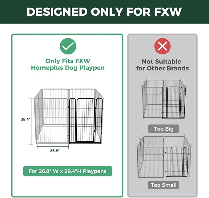 FXW Homeplus Unleashed Dog Playpen Designed for Indoor Use, 1 Add-on Gate, 40" Height for Medium and Large Dogs, Black │Patented