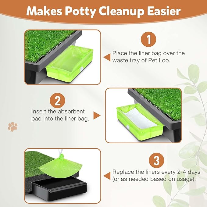 Xfire 30 Pack Pet Loo Liners for Petsafe Dog Potty Pee Pod, Disposable Pet Loo Tray Liner Bags with Absorbent Pads Instant Odor Control Urine Disposal Kit (Lemon)