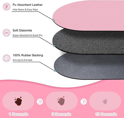 Dog Feeding Mat 24''x16'', Absorbent Pet Food Mat, No Stains Quick Dry Pet Water Mat Protect Floor, Cat Dog Water Bowl Mat for Messy Drinkers, Non-Slip Rubber Base Pet Placemats for Food and Water