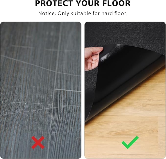 Vinyl Floor Mat for Home, Black Waterproof Area Mat for Under Dining Room Table, Sturdy Plastic Rug Protector for Kitchen, Living Room, Yard, Garage, Large Baby Play Mat (6'×9')