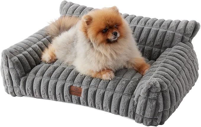 Joydeco Cat Couch for Pets, 30 inch Plush Pet Sofa, Cat Bed for Indoor Cats with Removable Washable Cover, Supportive Pet Sofa, Drak Grey